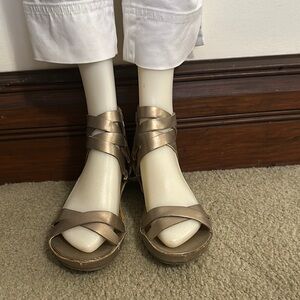 Unlisted by Kenneth Cole Gold Wedge Sandals with Strappy Design